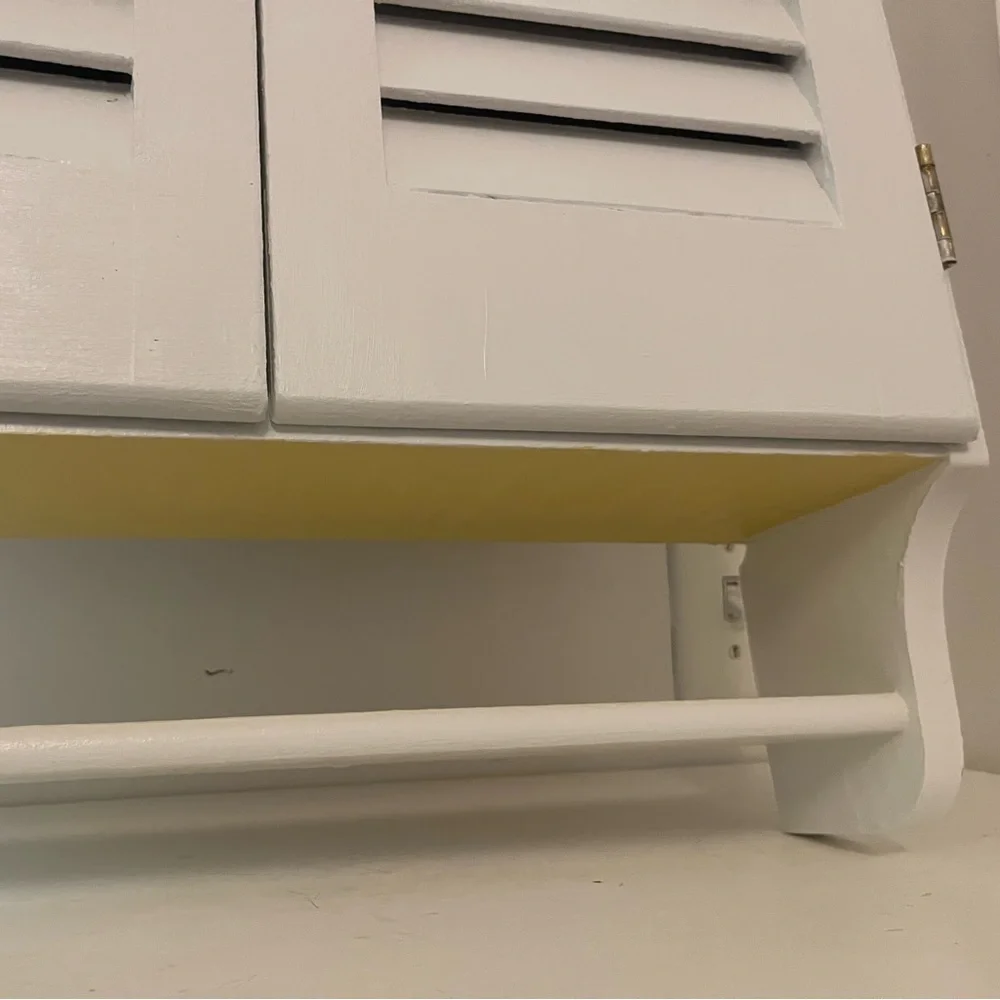 Vintage Wall Mount Spice Rack w Brass Hardware - Picture 12 of 15